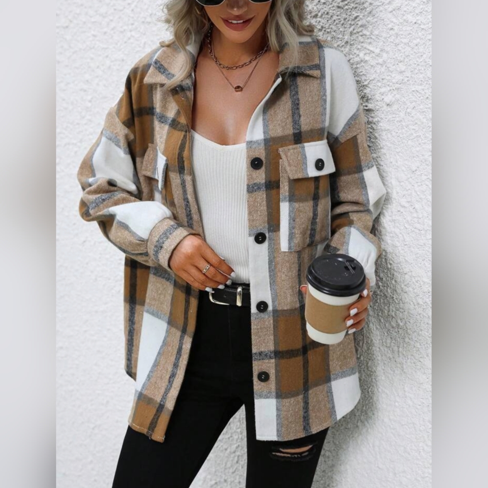 Plaid Print Drop Jacket